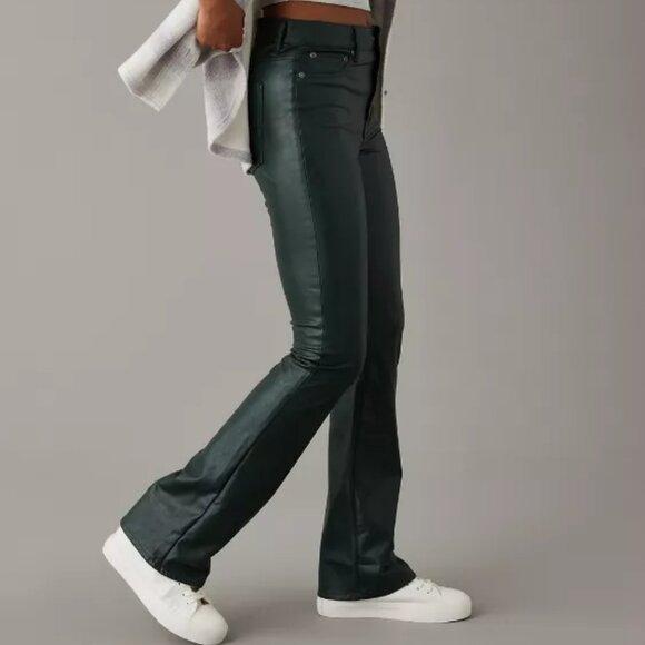 VEGAN FAUX LEATHER KICK BOOT PANTS AEO - Picture 3 of 5